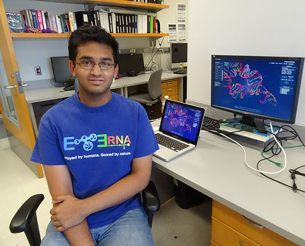 Vineet Kosaraju was awarded the 2015 Davidson fellowship for his “3D RNA Engineering in a Massive Open Laboratory” project on Eterna. Congratulations, Vineet!