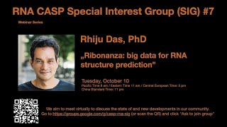 Rhiju gave an online talk on Ribonanza: big data for RNA structure prediction at the CASP RNA special interest group. The talk is now available on YouTube, and previous and upcoming seminars are available on the RNA SIG channel!